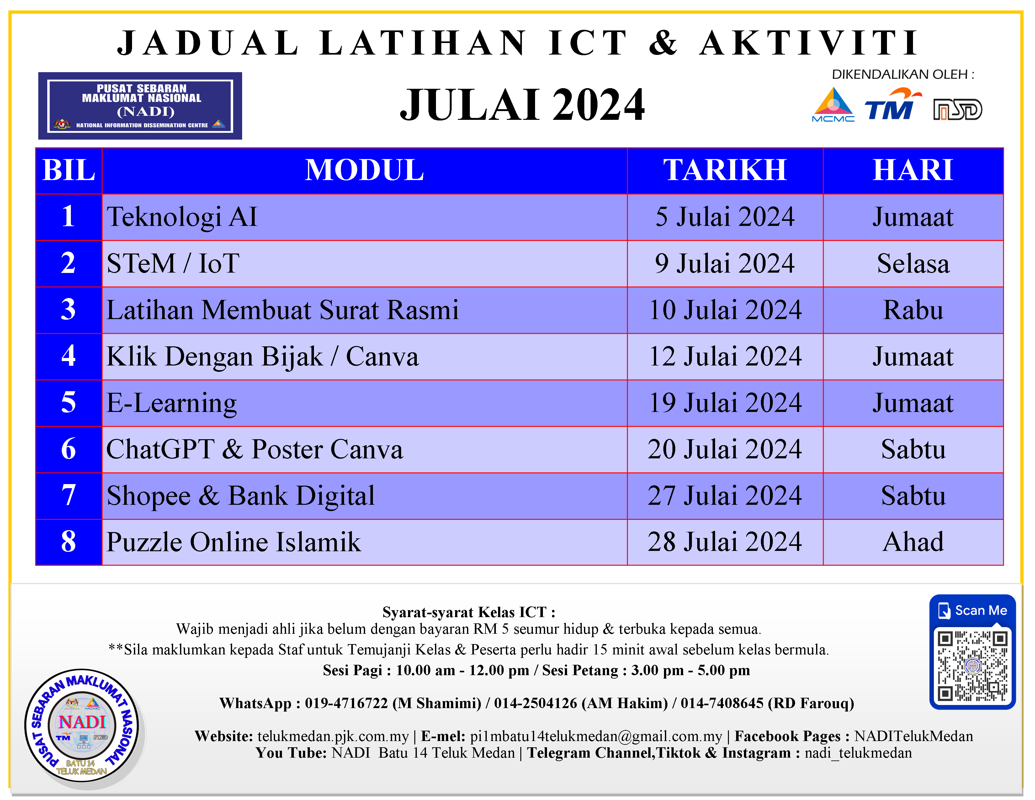 Jadual NADI Julai 2024