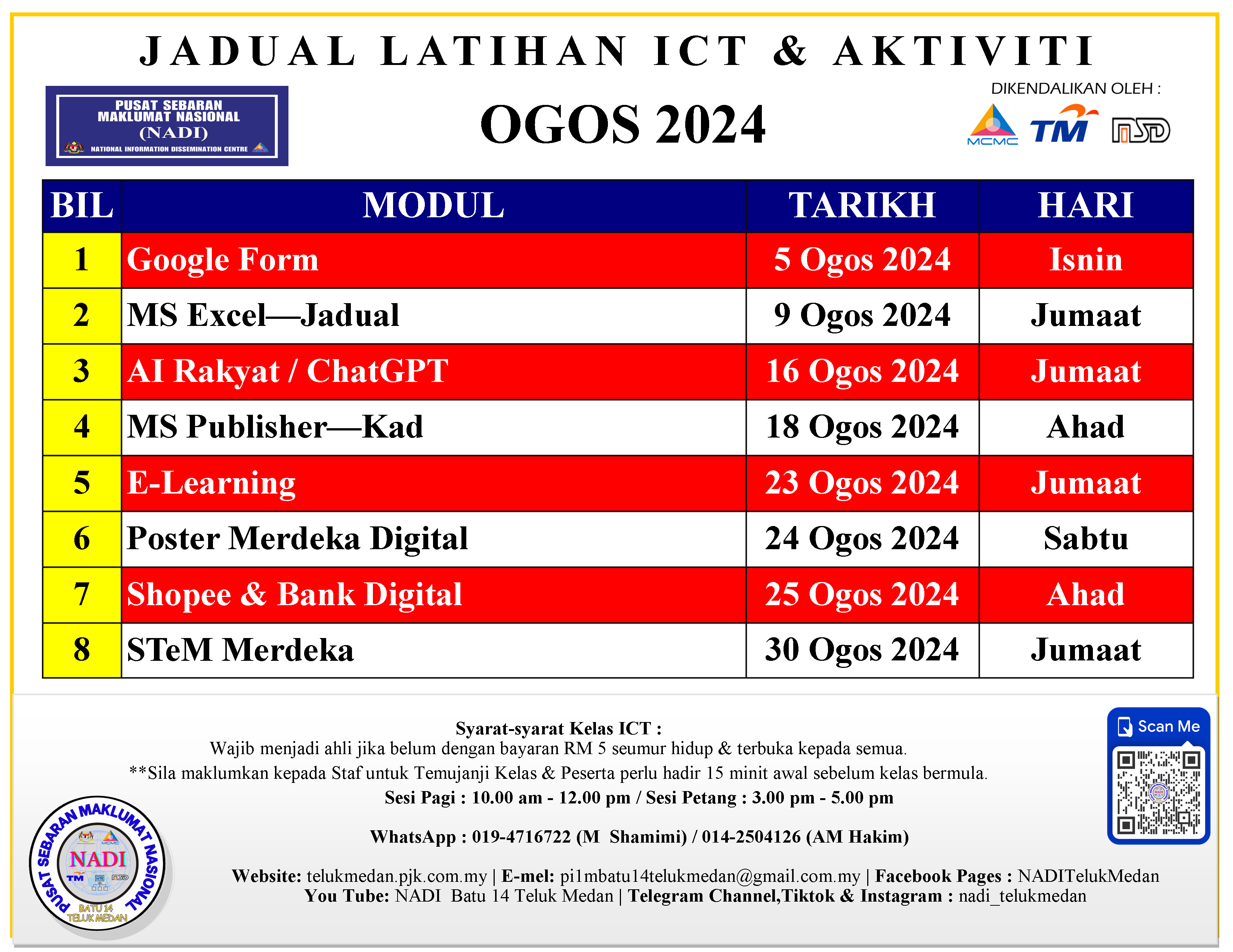 Jadual NADI Ogos 2024