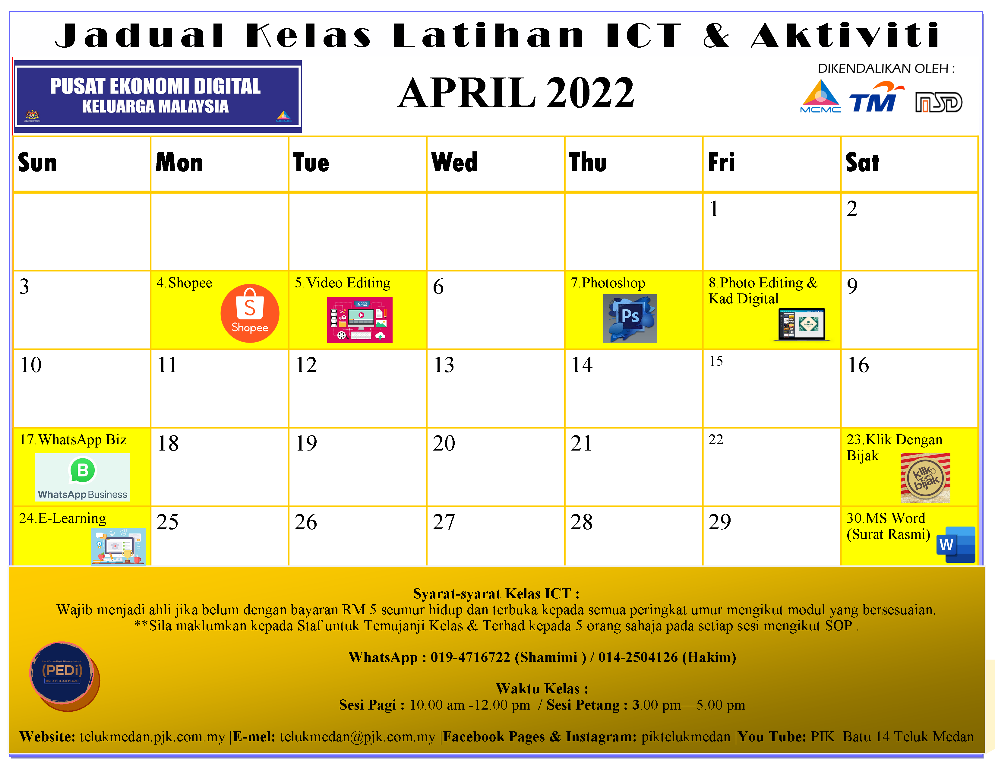 Jadual PEDi April 2022