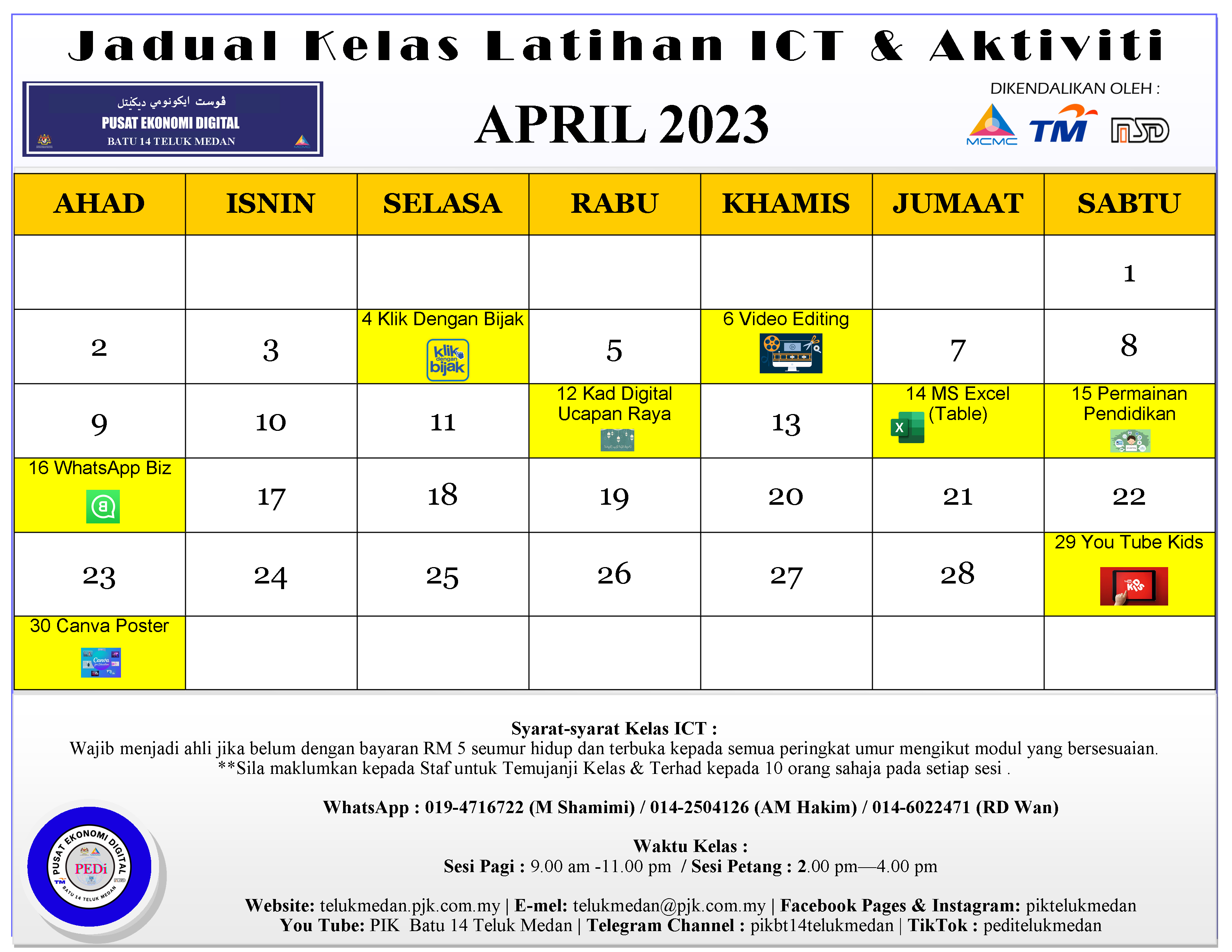 Jadual PEDi April 2023