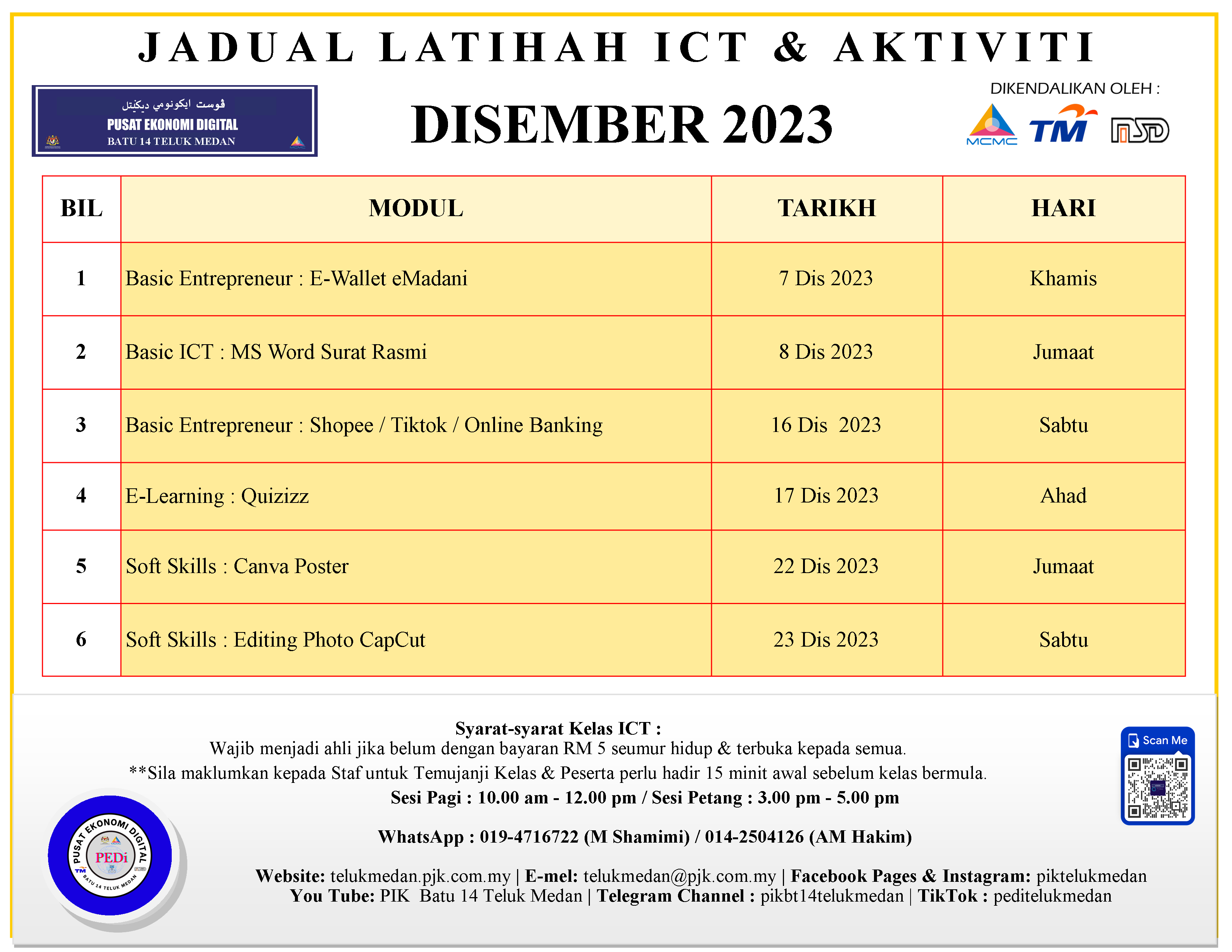 Jadual PEDi Dis 2023