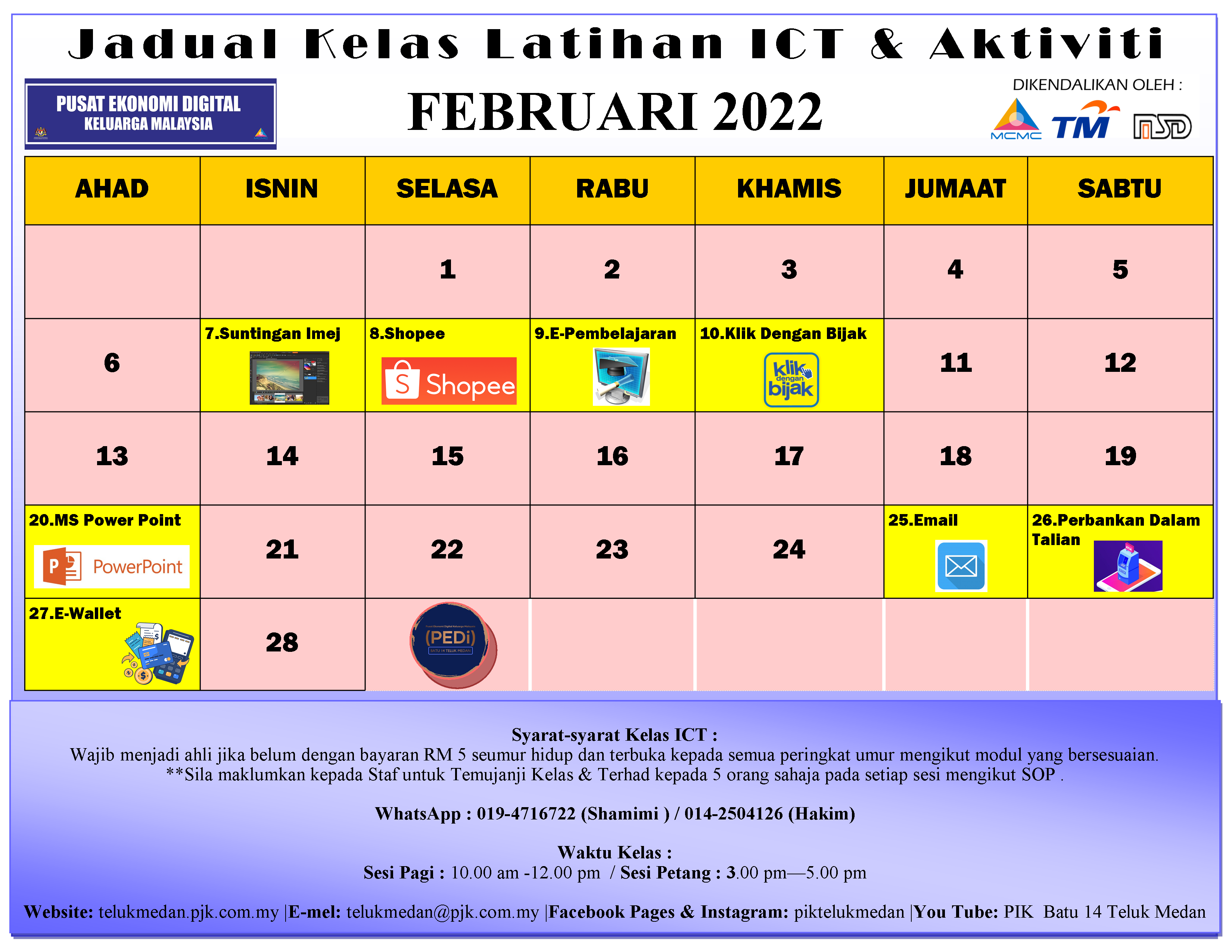 Jadual PEDi Februari 2022