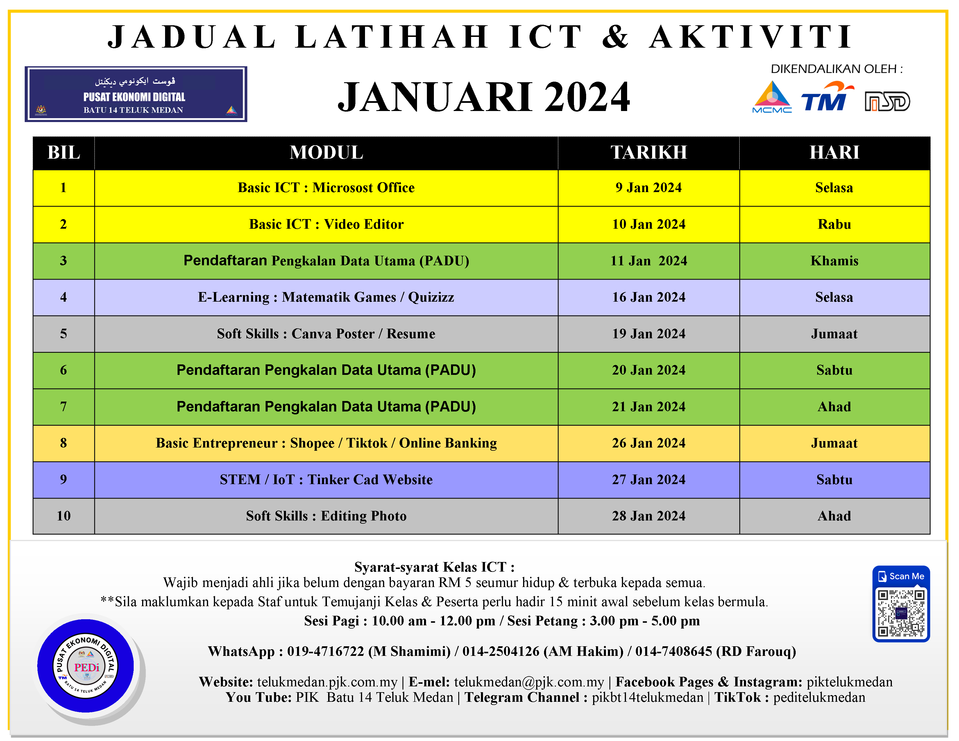 Jadual PEDi Jan 2024