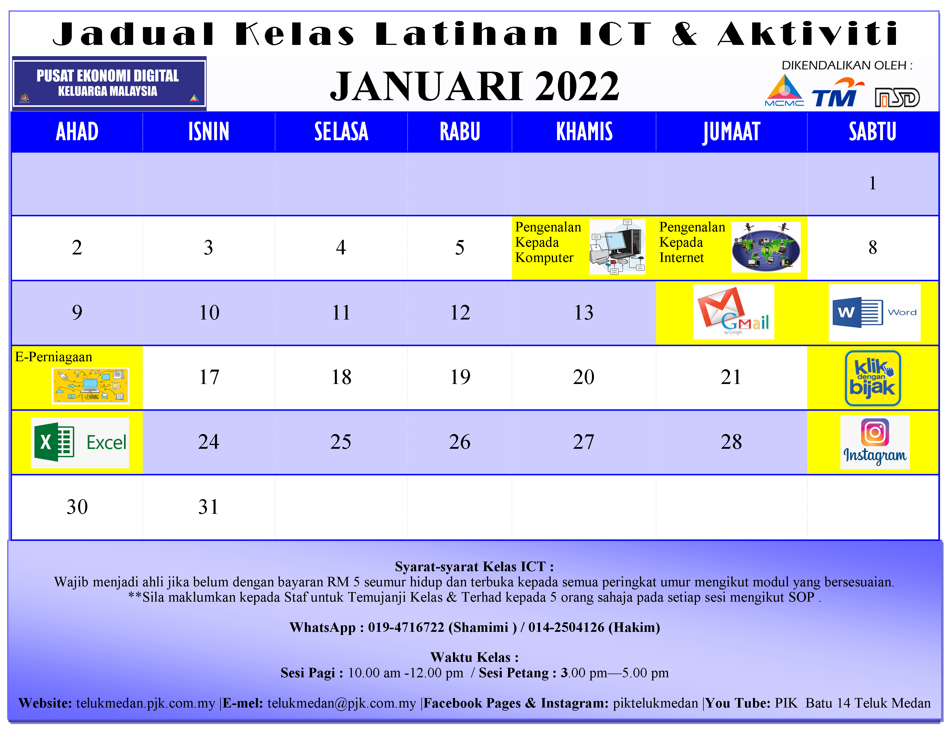 Jadual PEDi Januari 2022