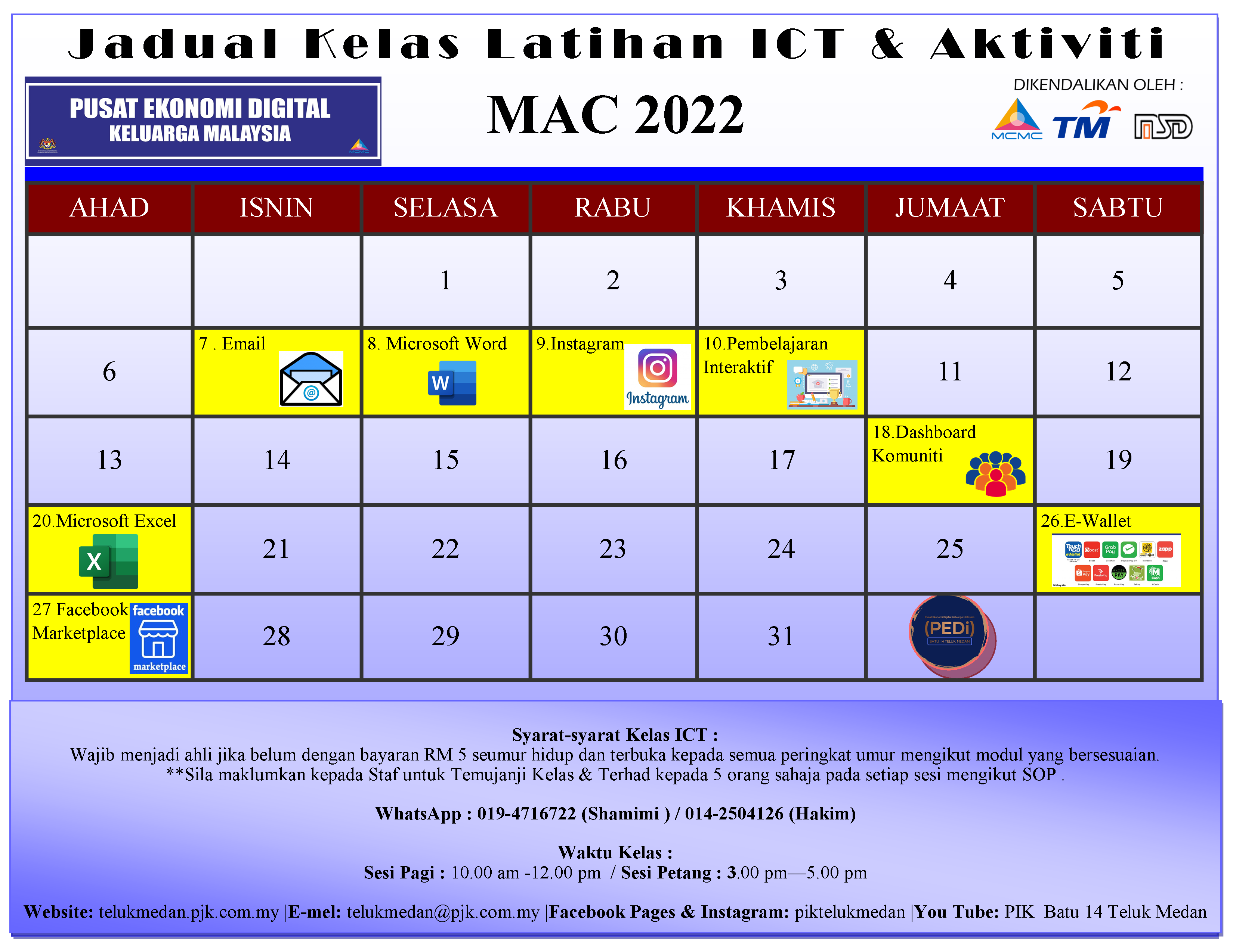 Jadual PEDi Mac 2022