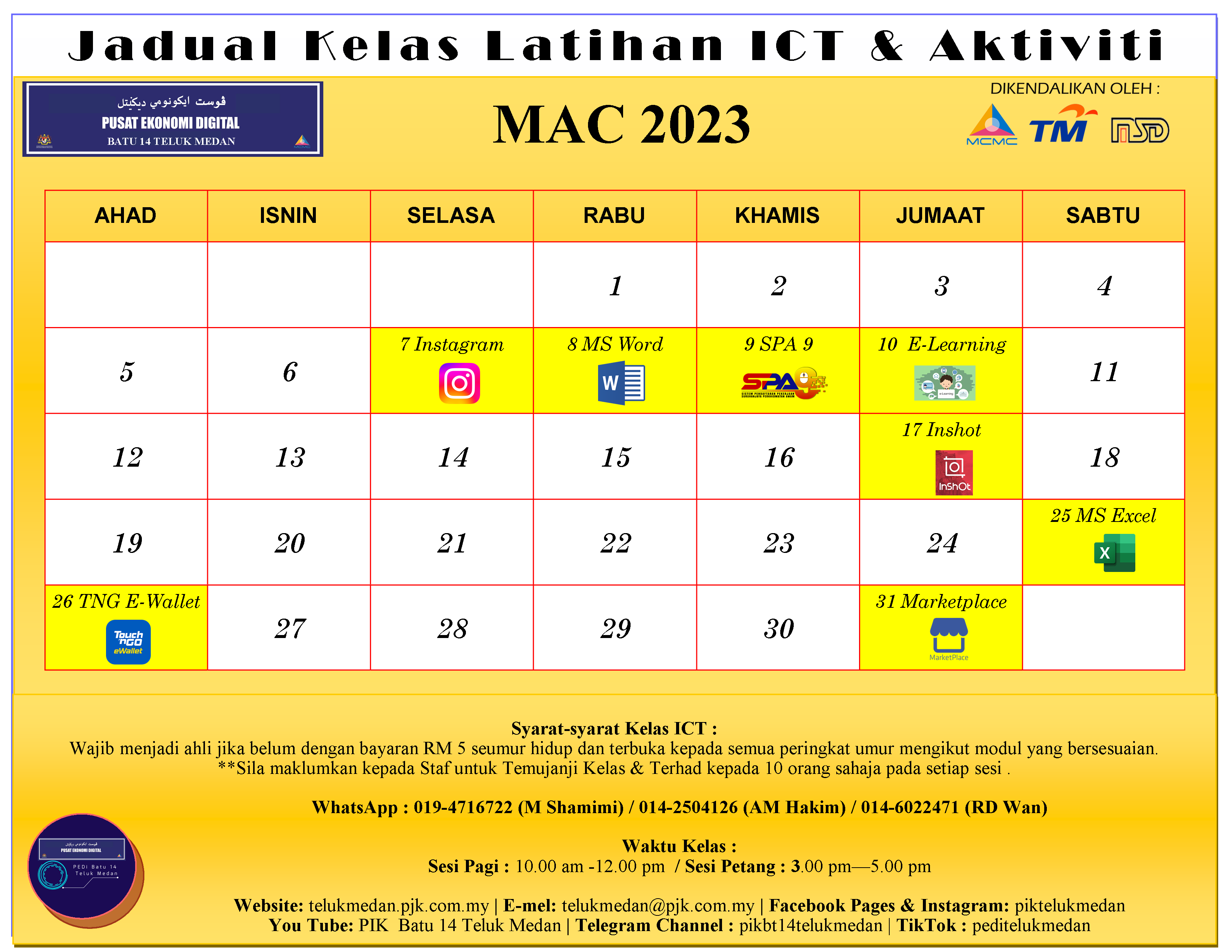 Jadual PEDi Mac 2023