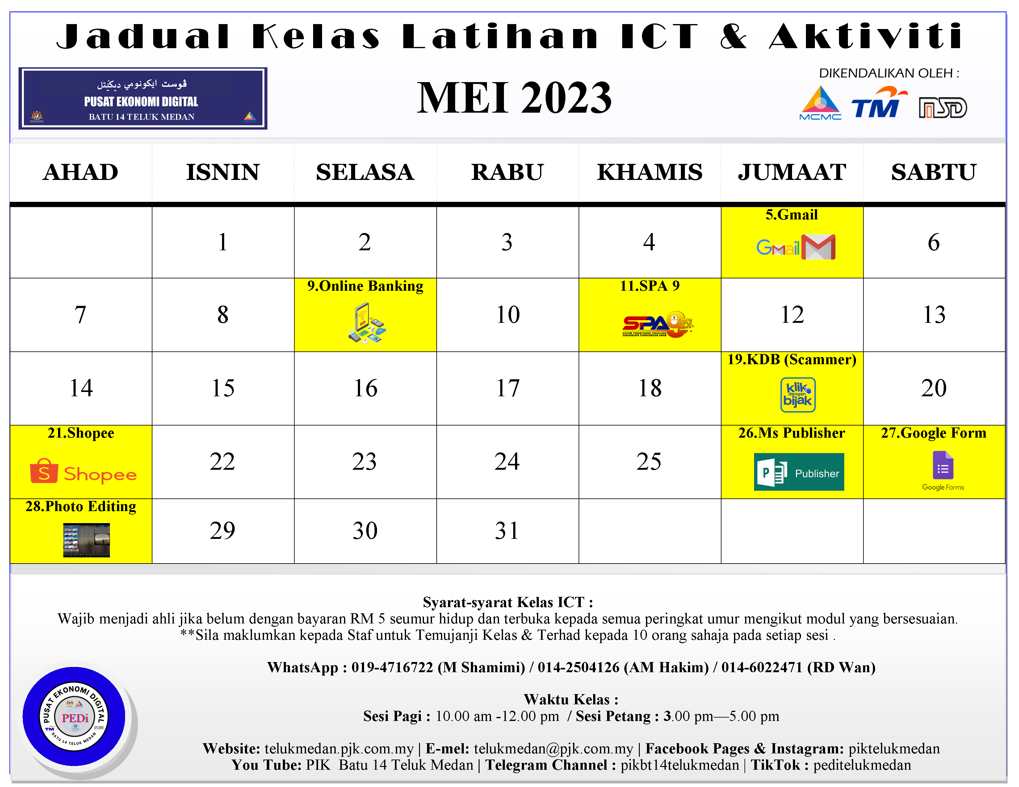 Jadual PEDi Mei 2023