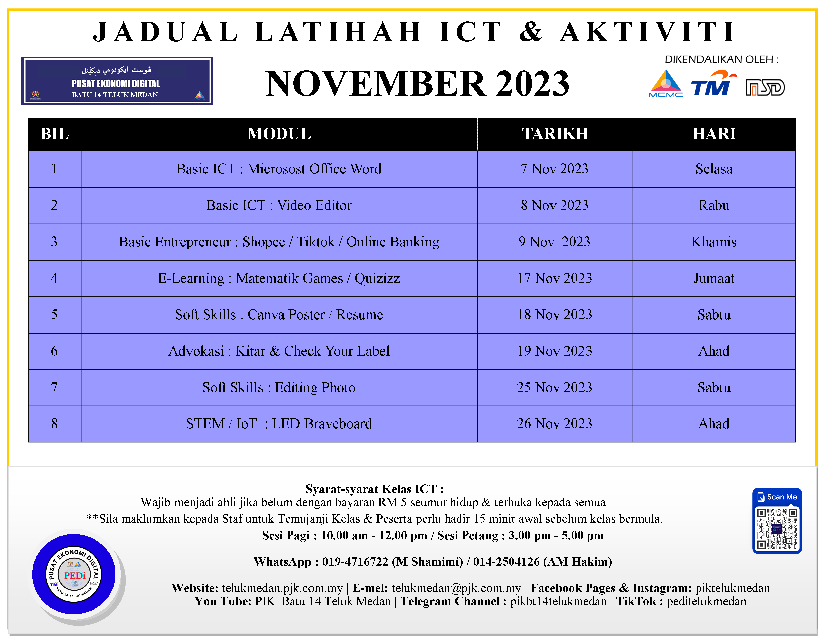 Jadual PEDi Nov 2023