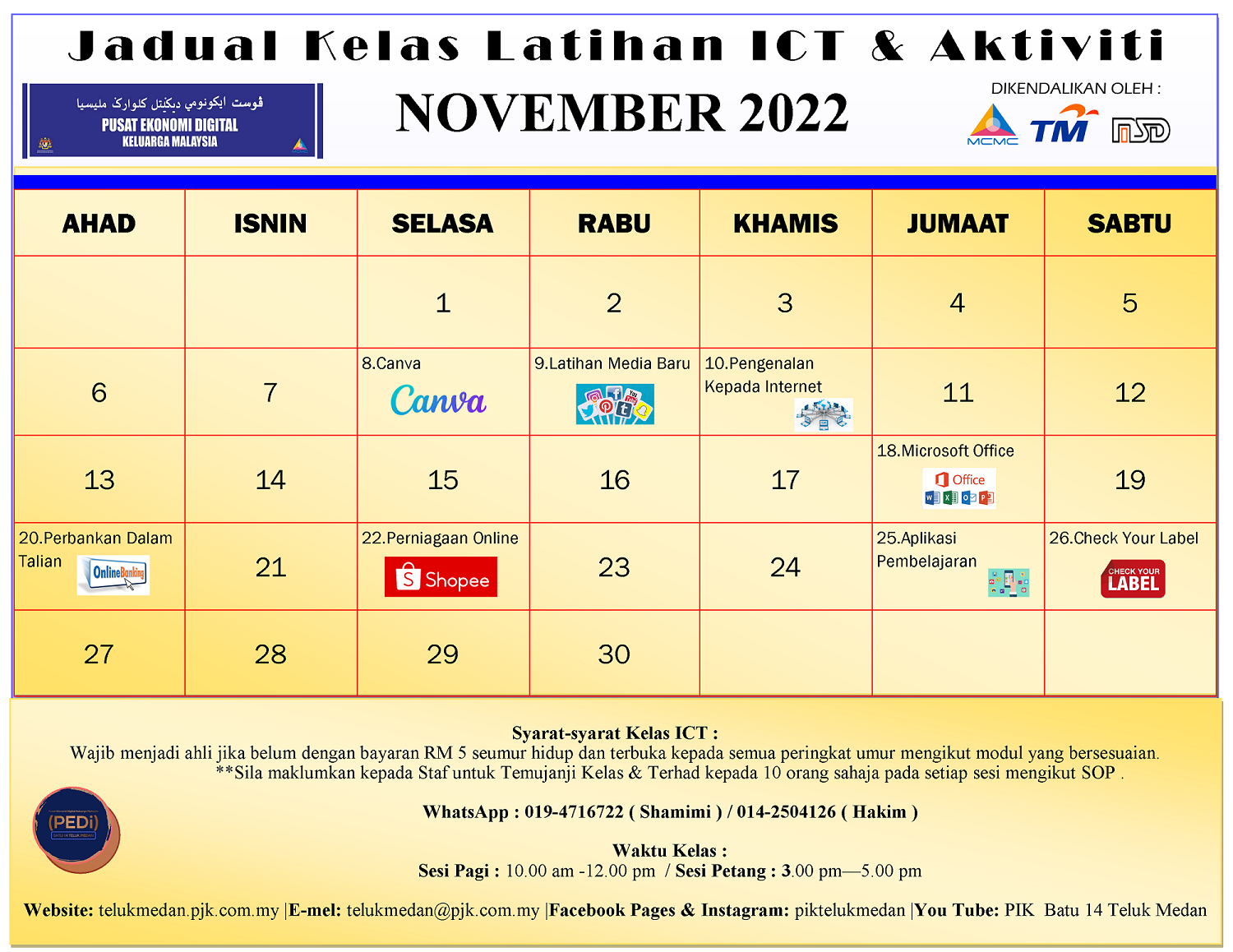 Jadual PEDi November 2022