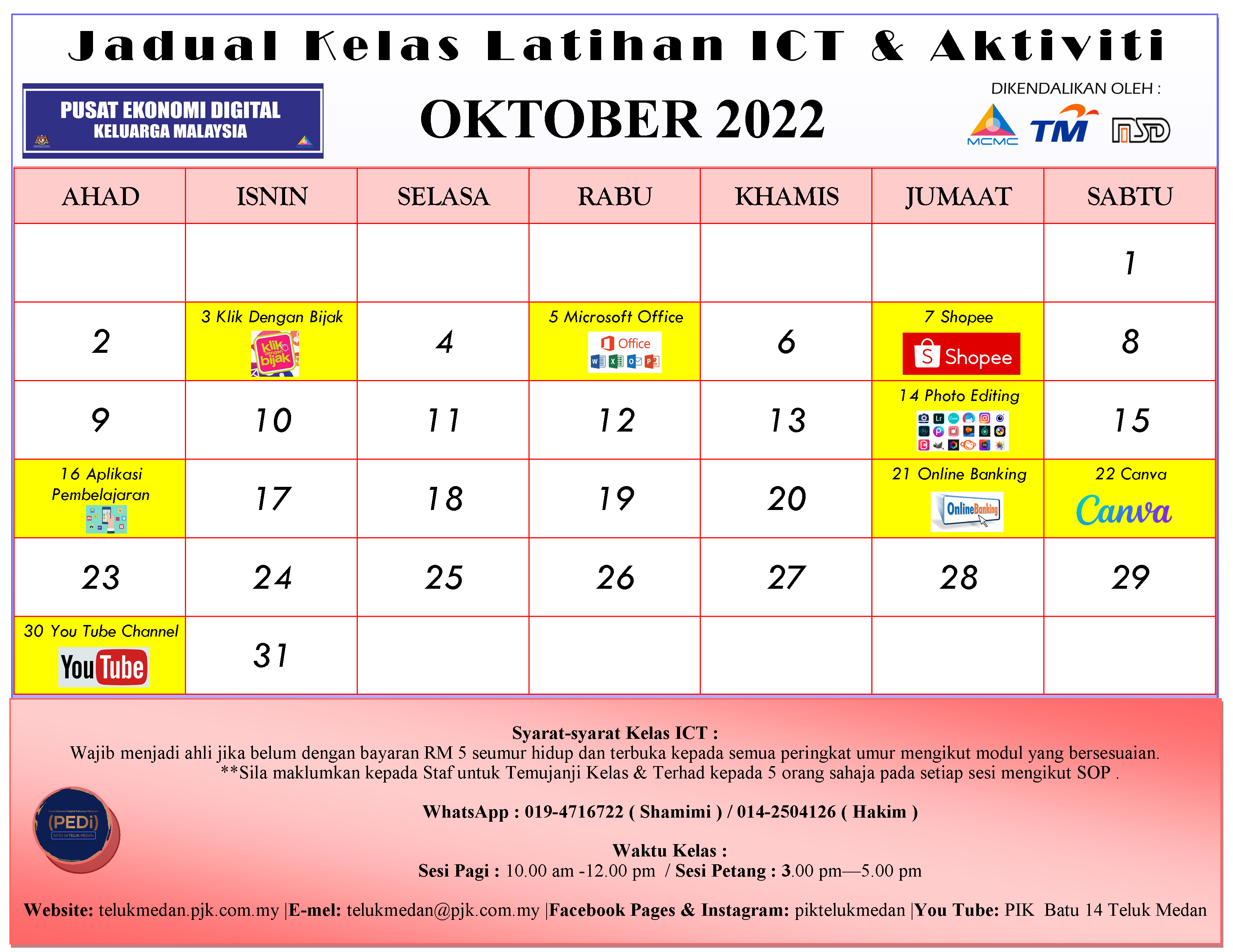 Jadual PEDi Oktober 2022