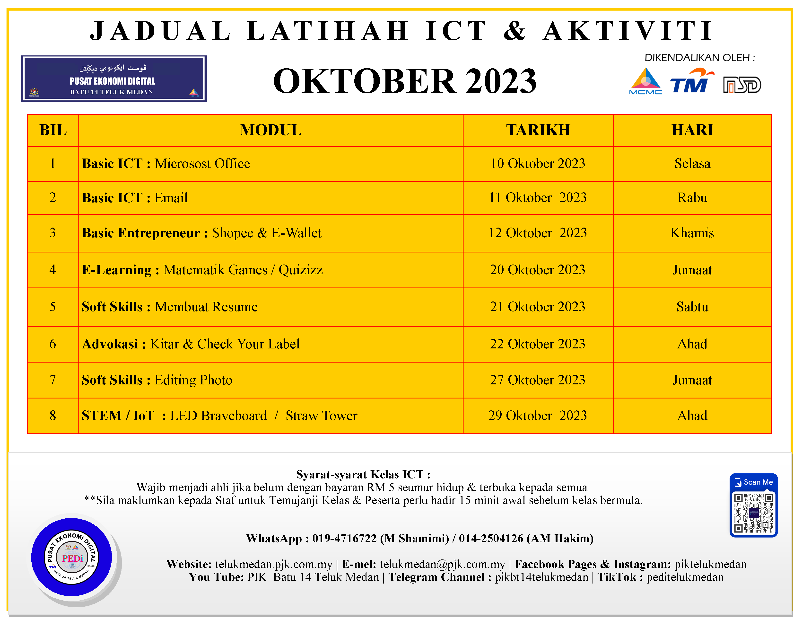 Jadual PEDi Oktober 2023