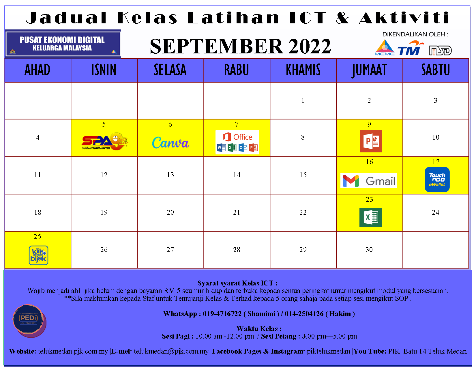 Jadual PEDi September 2022