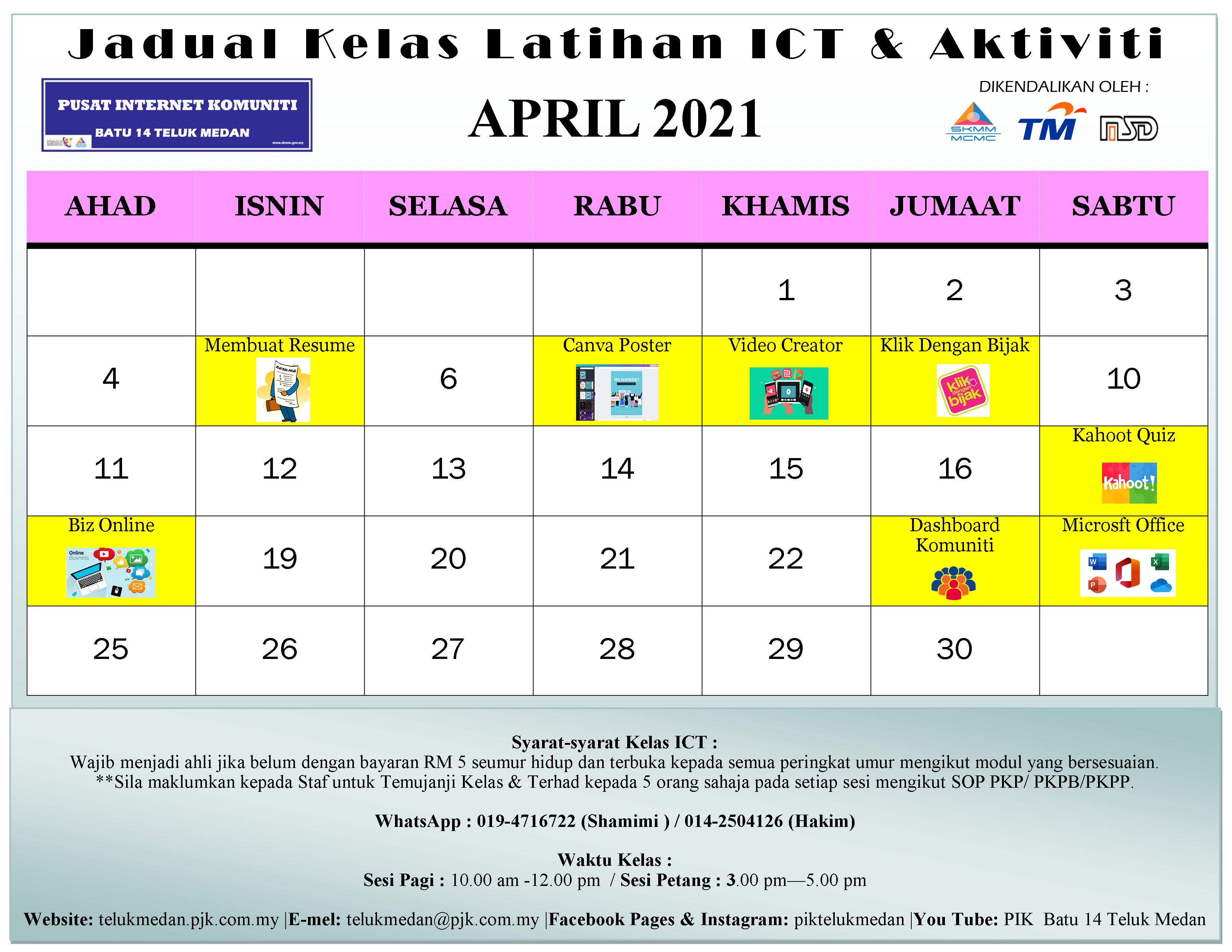 Jadual PIK April 2021