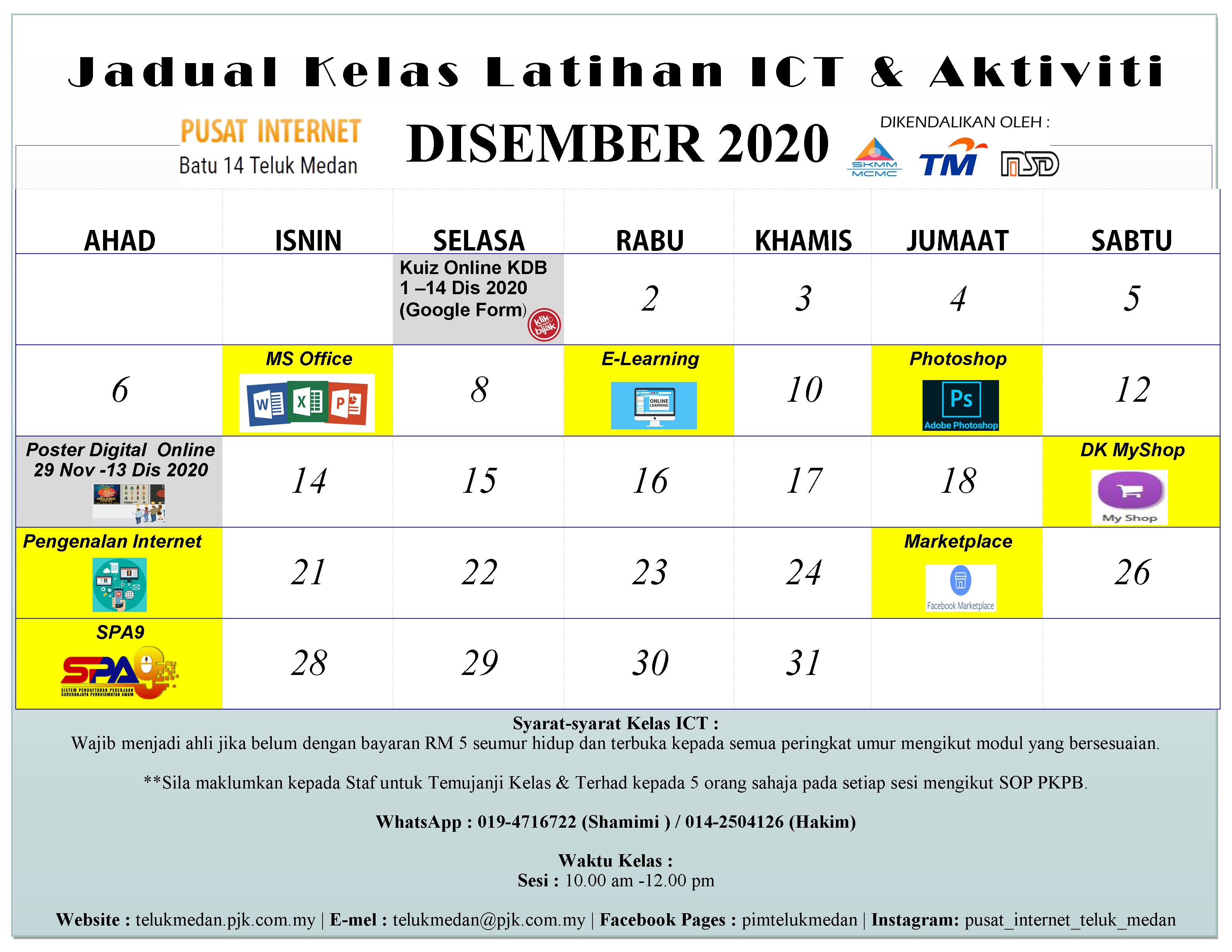 Jadual PIK Disember 2020 PKPB