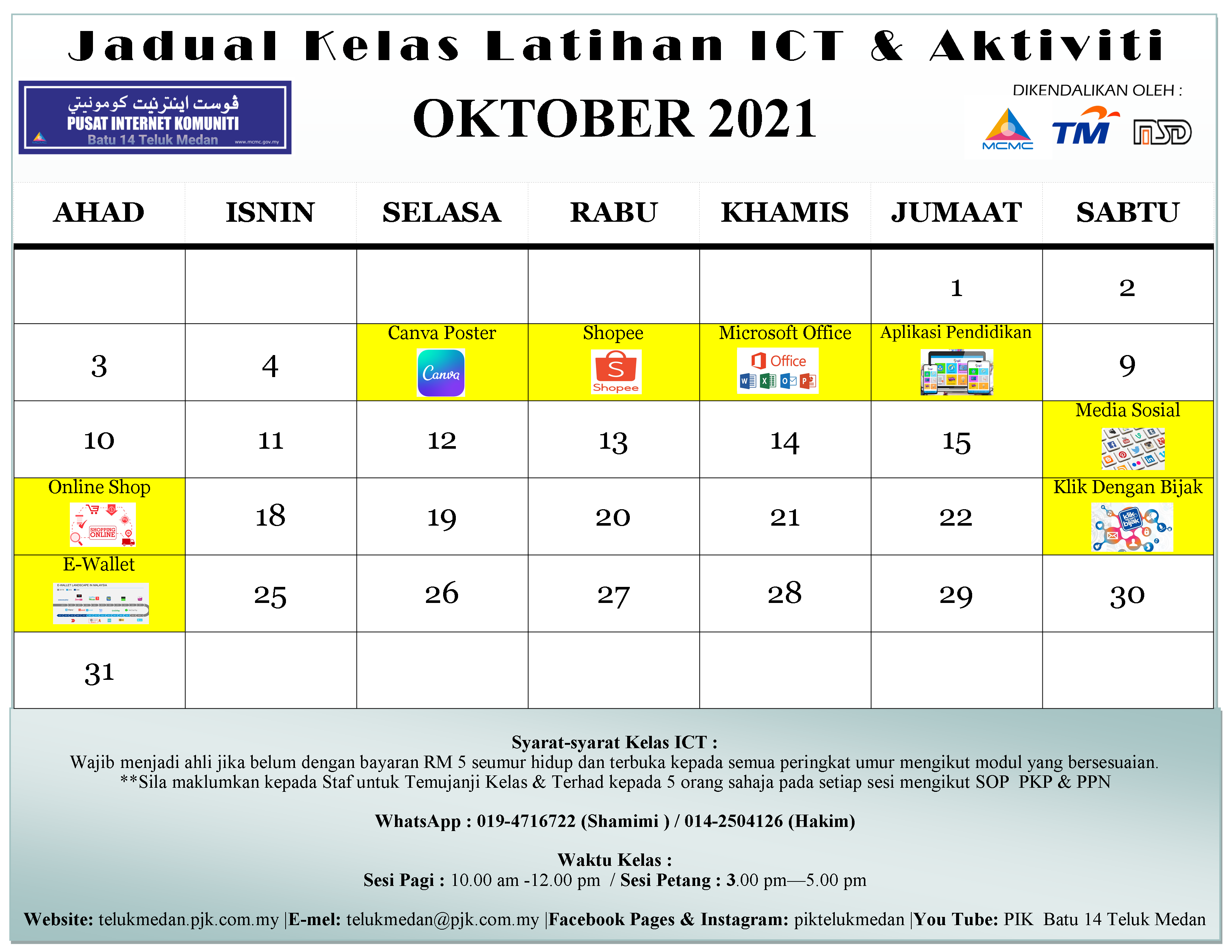 Jadual PIK Oktober 2021