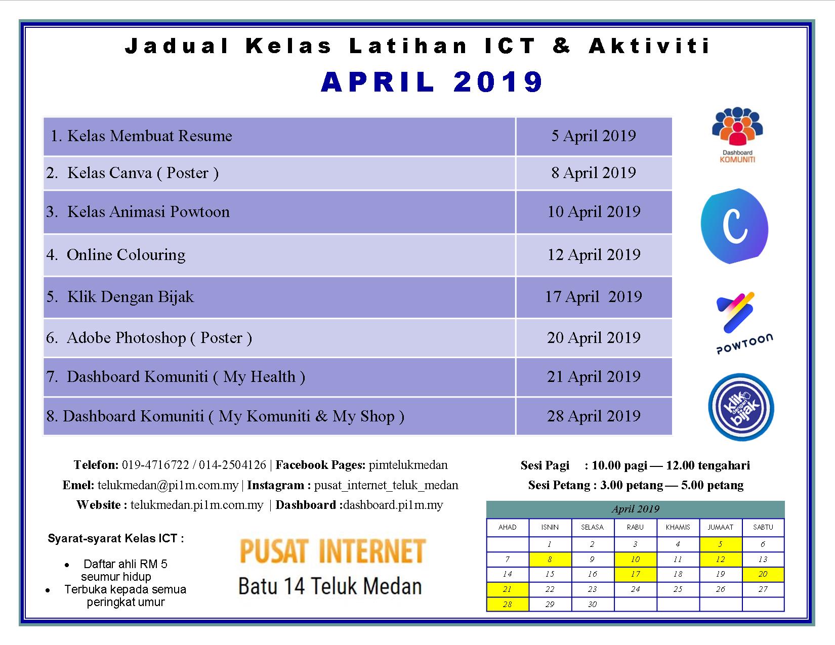 Jadual PIM April 2019