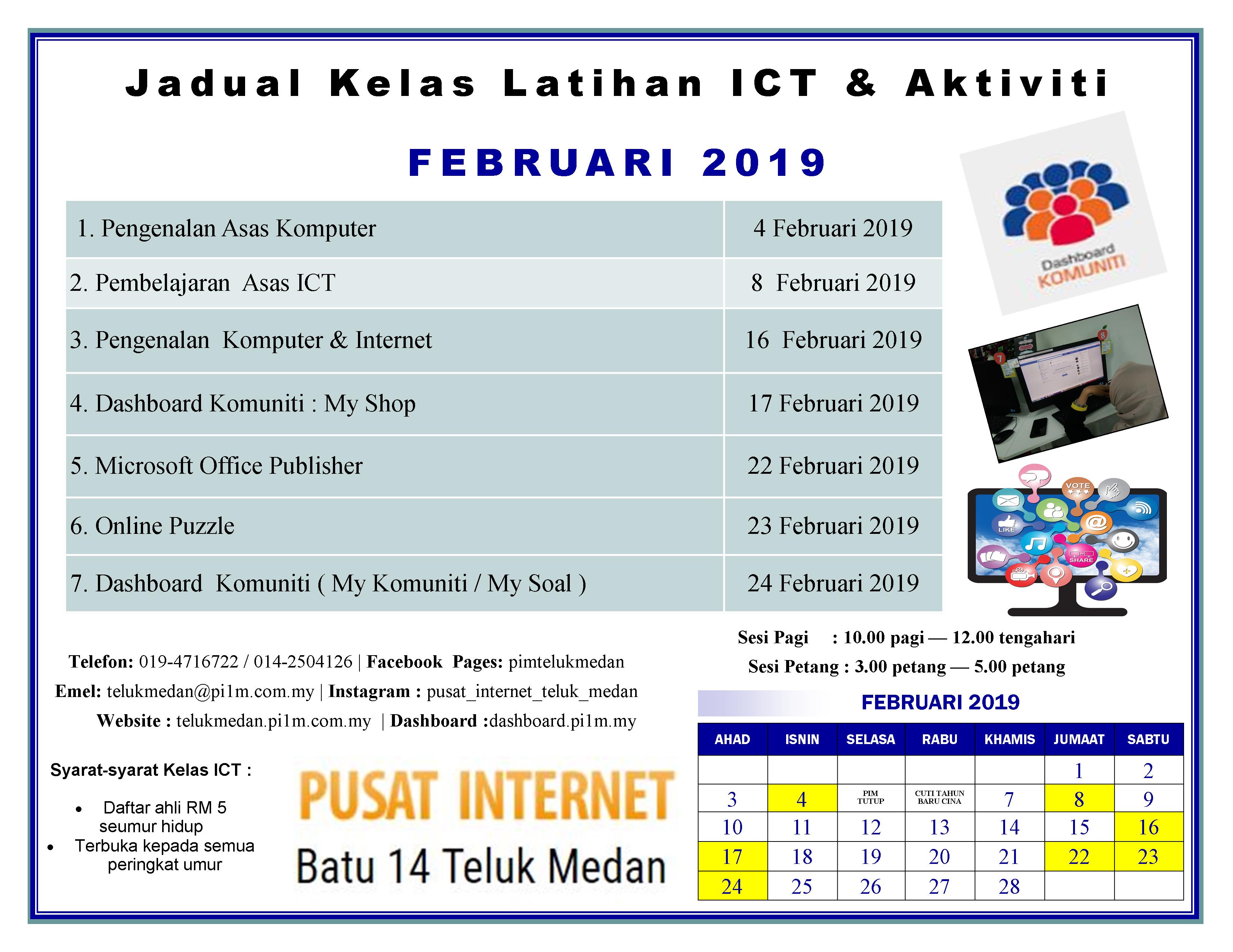 Jadual PIM Februari 2019