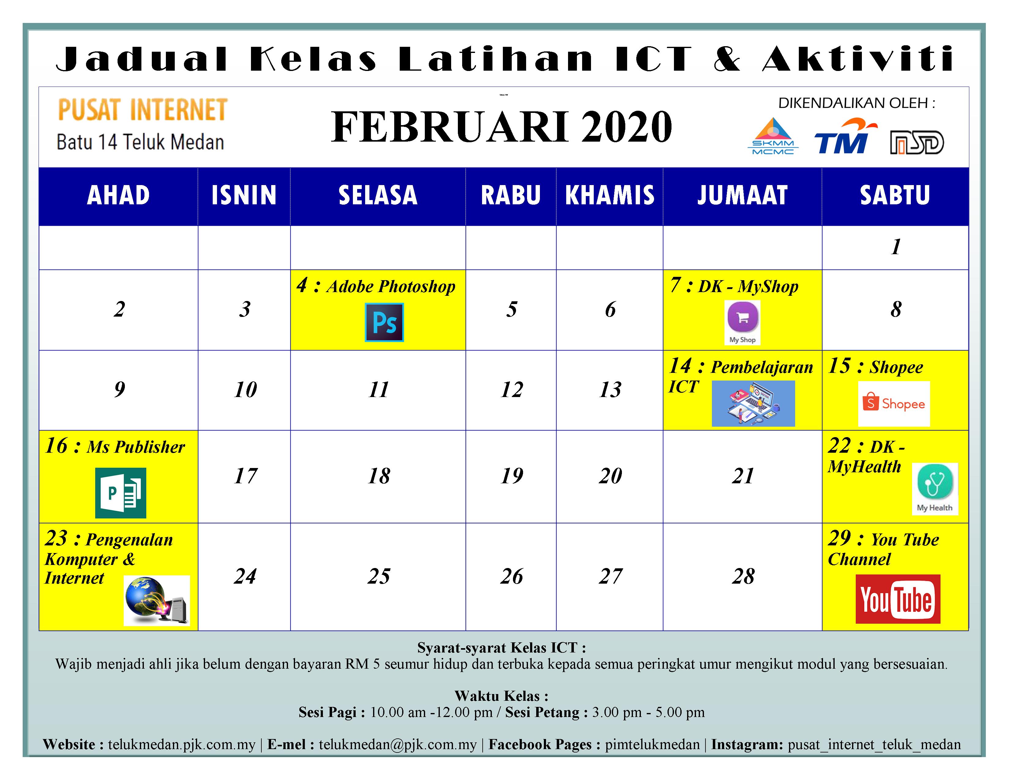 Jadual PIM Februari 2020