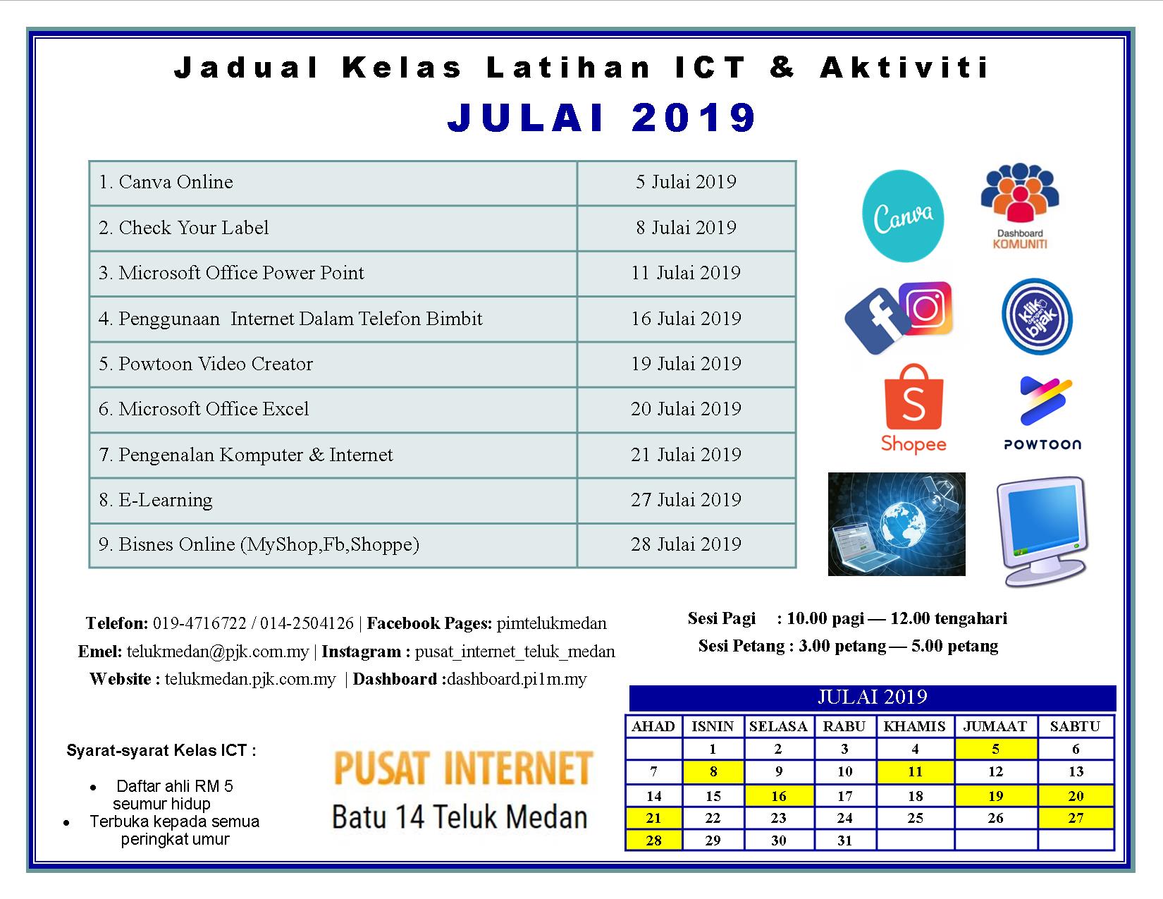 Jadual PIM Julai 2019