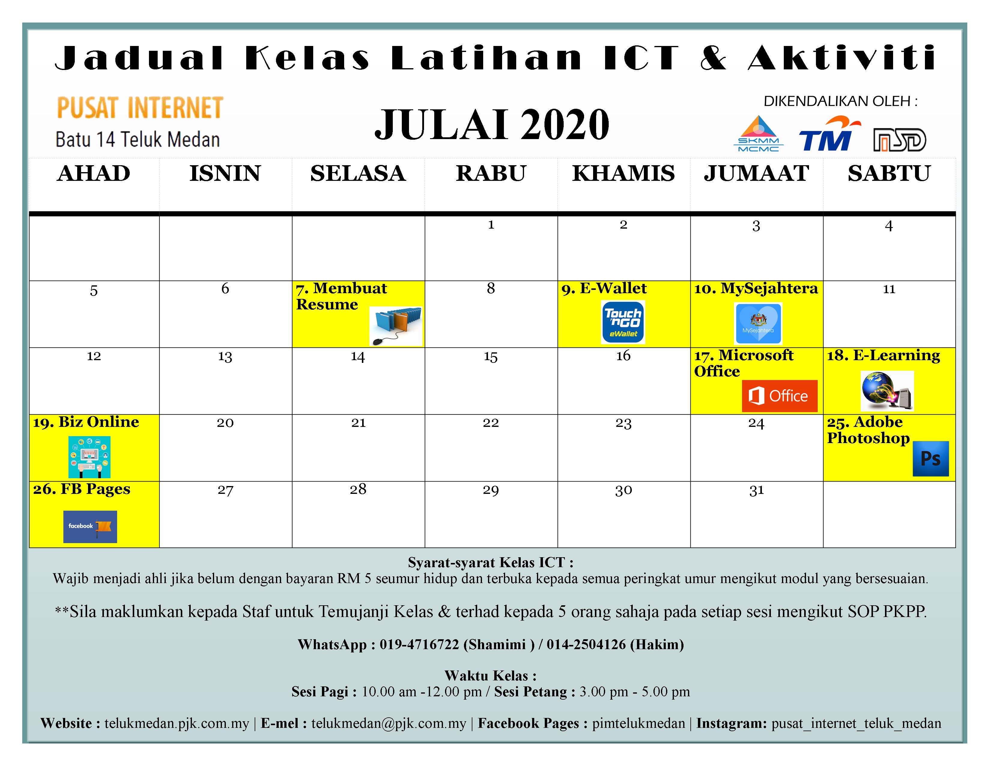 Jadual PIM Julai 2020