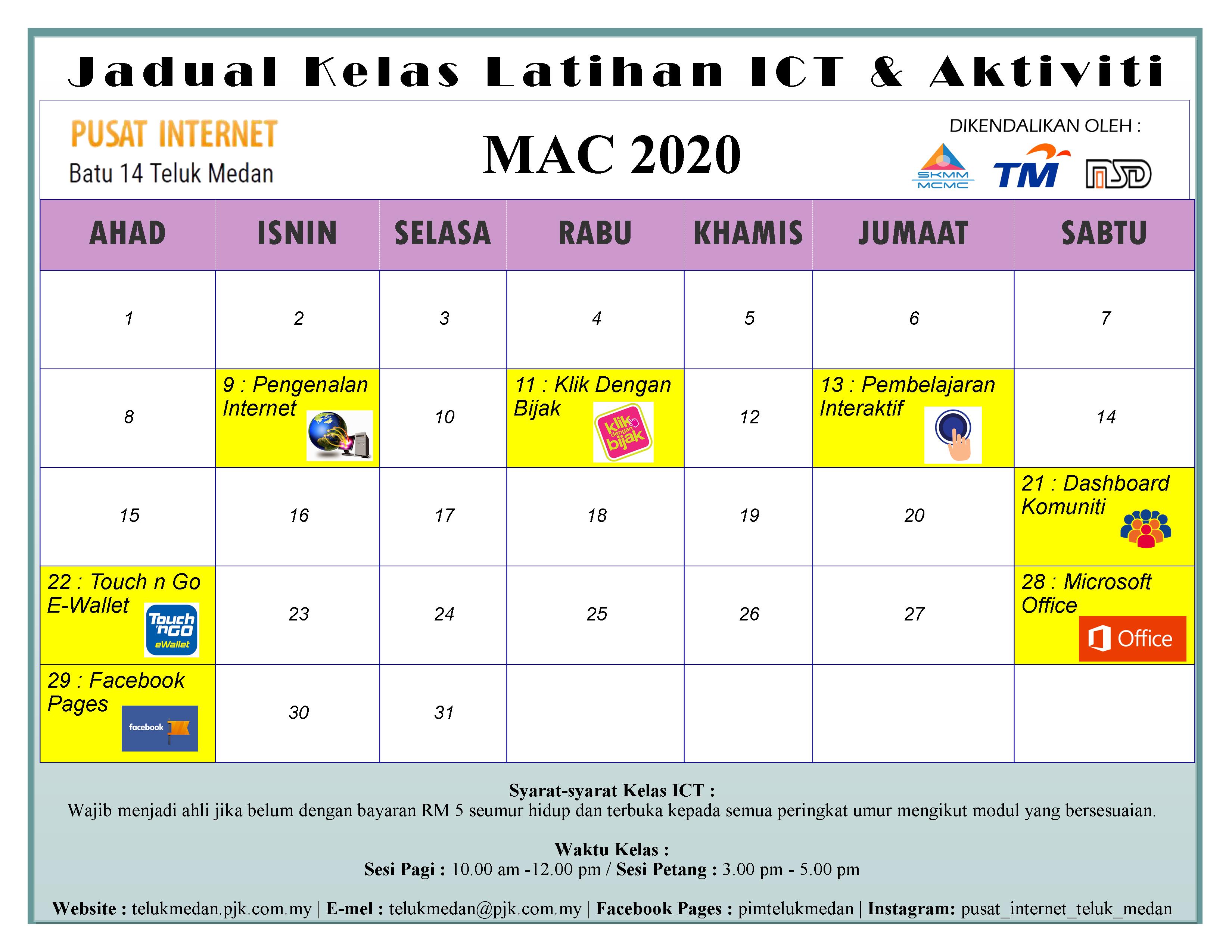 Jadual PIM Mac 2020