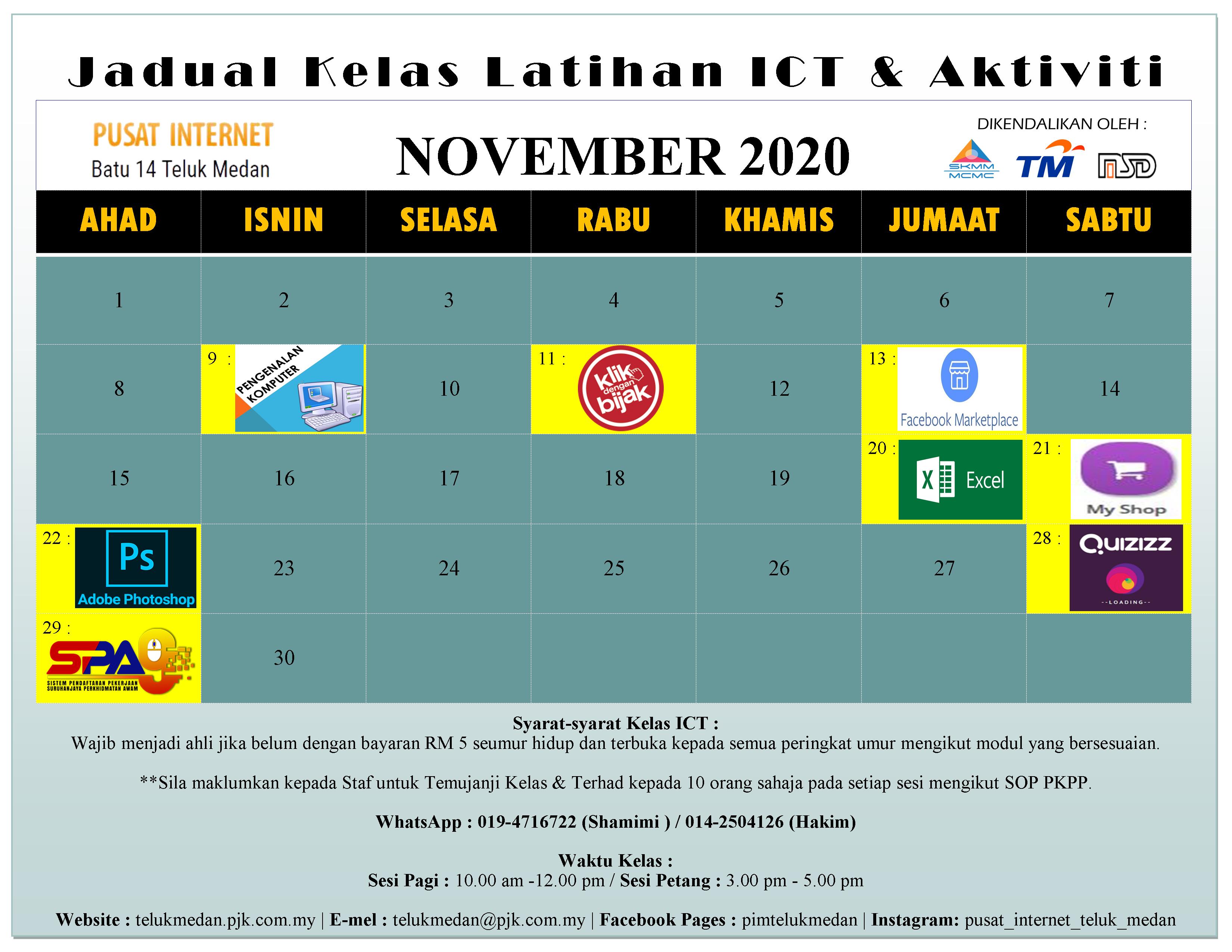 Jadual PIM November 2020