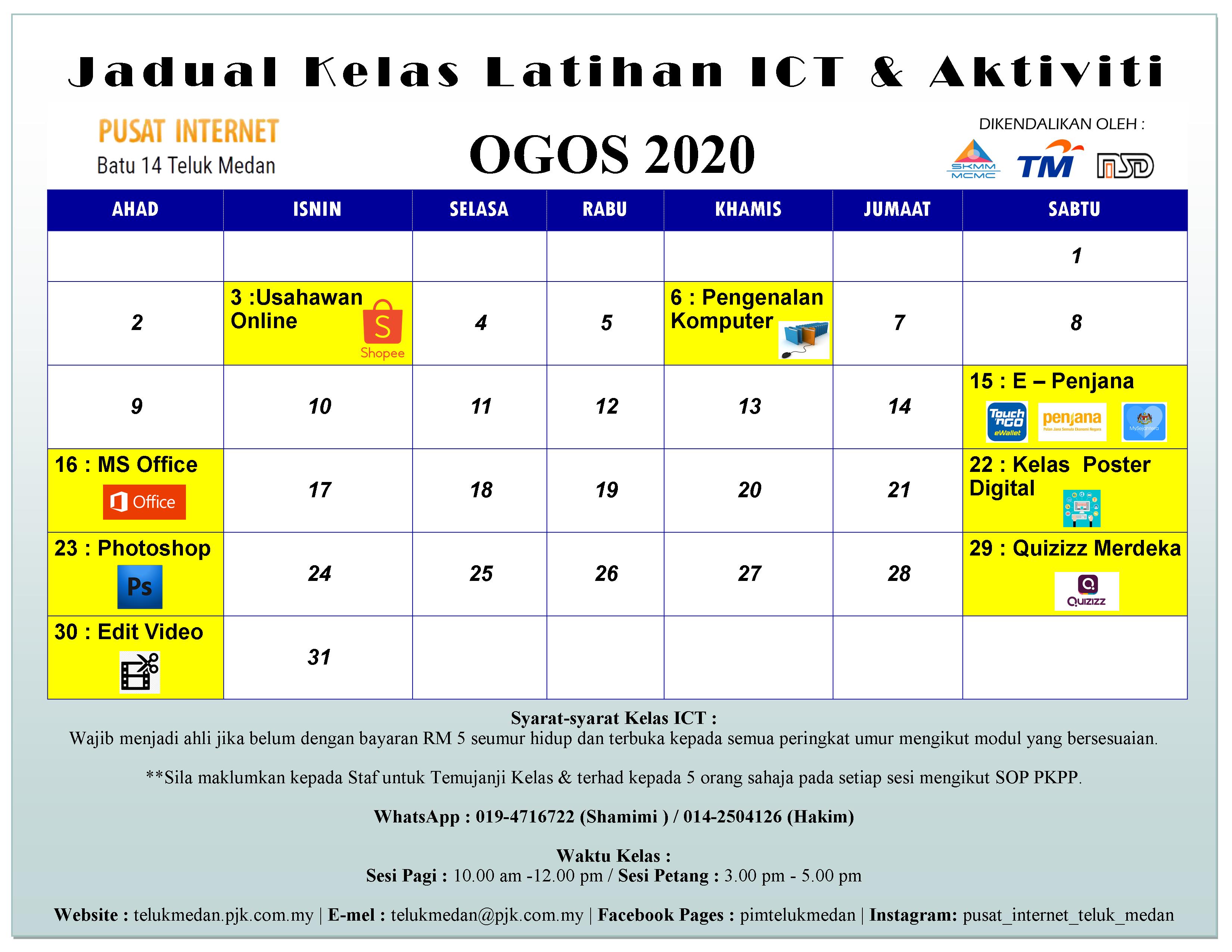 Jadual PIM Ogos 2020