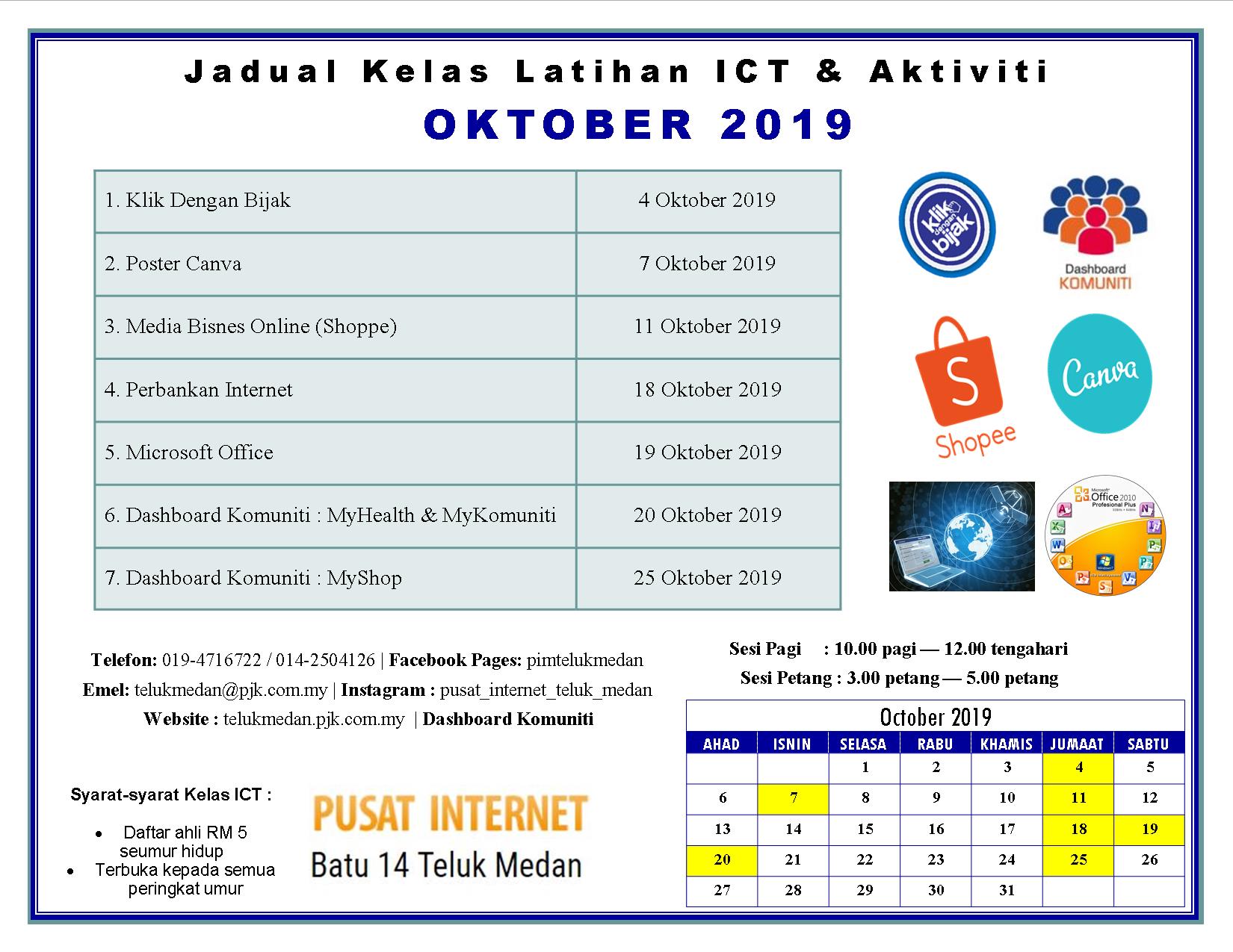 Jadual PIM Oktober 2019