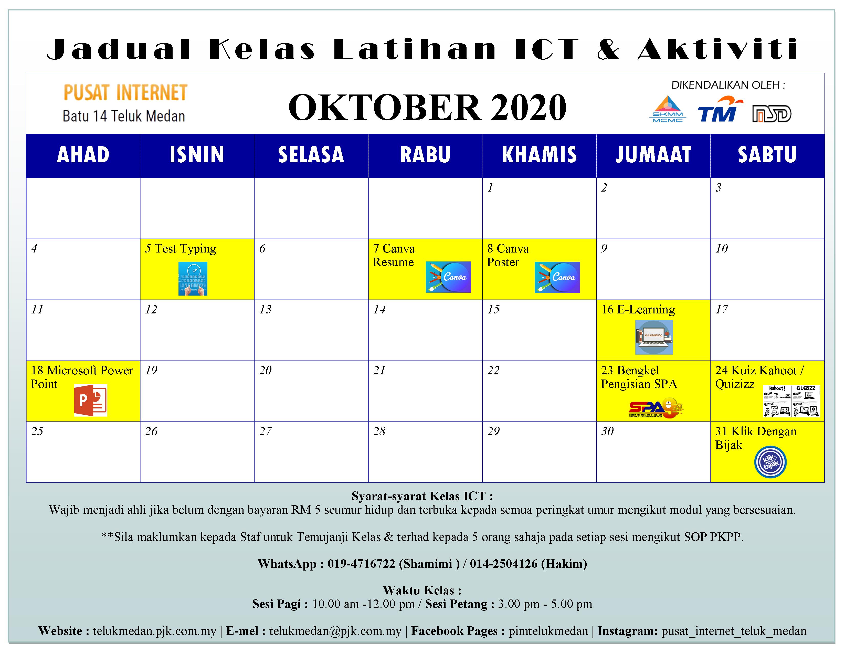 Jadual PIM Oktober 2020