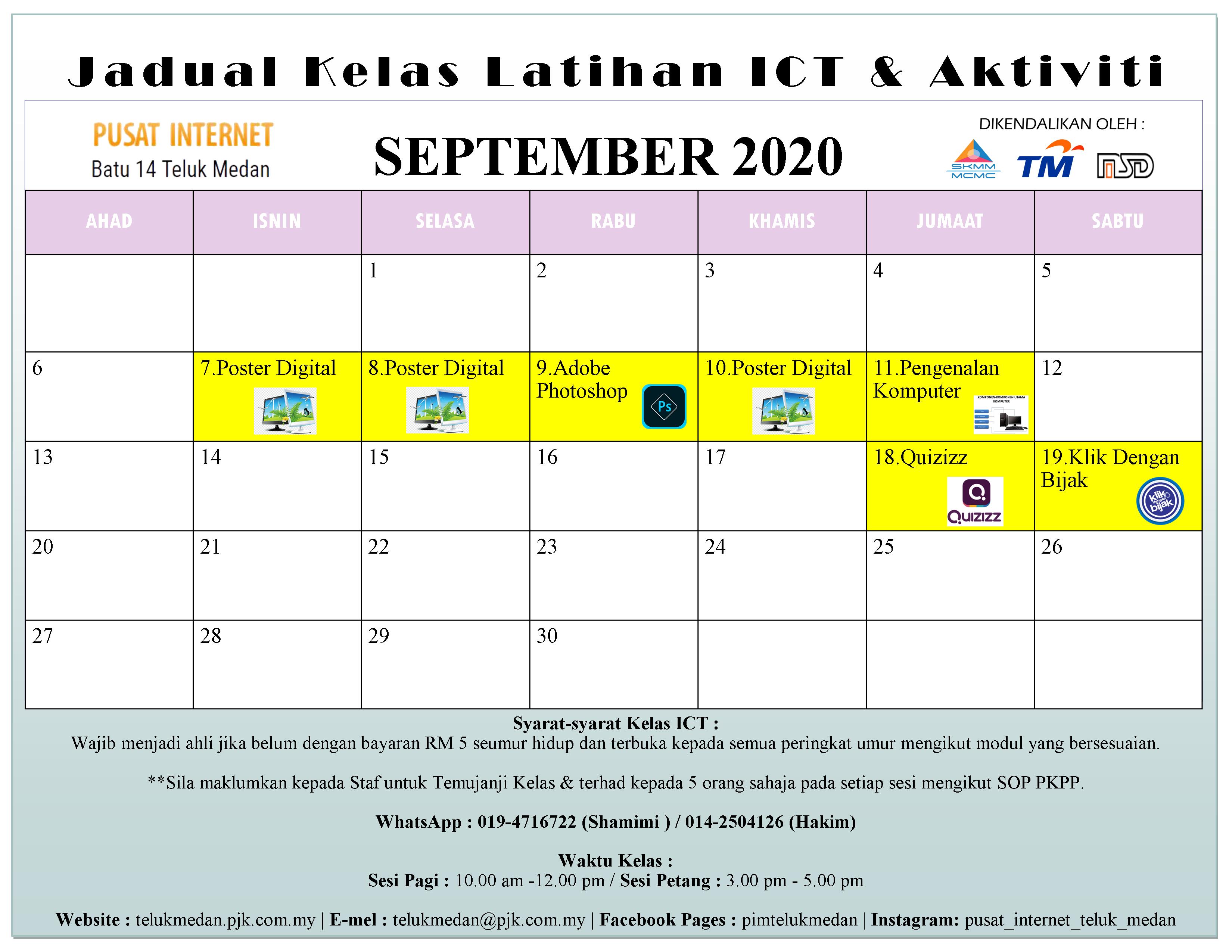 Jadual PIM September 2020